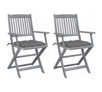 Vidaxl Chaises Pliables D'extérieur Lot De 2 Et Coussins Bois D'acacia