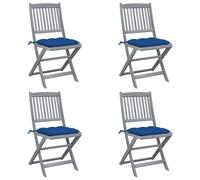 Vidaxl Chaises Pliables D'extérieur Lot De 4 Et Coussins Bois D'acacia