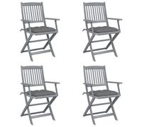 Vidaxl Chaises Pliables D'extérieur Lot De 4 Et Coussins Bois D'acacia