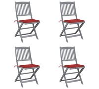 Vidaxl Chaises Pliables D'extérieur Lot De 4 Et Coussins Bois D'acacia