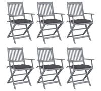 Vidaxl Chaises Pliables D'extérieur Lot De 6 Et Coussins Bois D'acacia