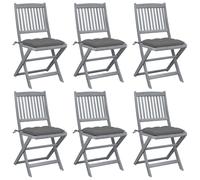 Vidaxl Chaises Pliables D'extérieur Lot De 6 Et Coussins Bois D'acacia