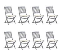 Vidaxl Chaises Pliables D'extérieur Lot De 8 Et Coussins Bois D'acacia