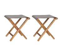 Vidaxl Chaises Pliables Lot De 2 Bois Teck Solide Et Tissu Gris Foncé Gris