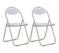 vidaXL Chaises pliantes de salle à manger 2 pcs Blanc Similicuir blanc G