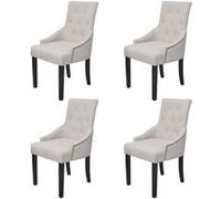 Vidaxl Chaises De Salle À Manger 4 Pcs Gris Crème Tissu Gris