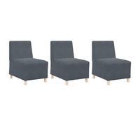 Vidaxl Chaises Sofa 3 Pcs Gris Foncé 55 X 74 X 82 Cm Velours