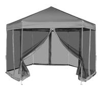 vidaXL Chapiteau pliable hexagonal avec 6 parois latérales – Gris
