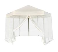Vidaxl Chapiteau Hexagonal Et 6 Parois Latérales 3,6x3,1 M Blanc Crème Blanc
