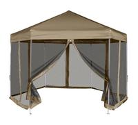 vidaXL Chapiteau hexagonal et parois latérales 3,6x3,1 m taupe 220g/m², chapiteau de jardin, auvent de jardin, tente à 362013
