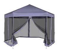 vidaXL Chapiteau hexagonal pliable 6 parois latérales 3,6x3,1 m Bleu foncé