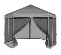 vidaXL Chapiteau pliable hexagonal avec 6 parois latérales – Gris