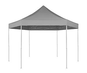 vidaXL Chapiteau Pliable Retractable Hexagonal Gris Tonnelle de Jardin Tente