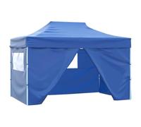 vidaXL Chapiteau Rétractable 4 Parois Latérales 3x4,5 m Bleu Tonnelle Tente