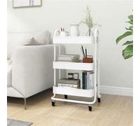 vidaXL Chariot à 3 niveaux Blanc 43x34x79 cm Acier 335866 Blanc G