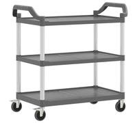 vidaXL Chariot à 3 Niveaux, Chariot de Service avec 4 Roues, Étagère de Rangement avec Poignées, Organisateur de Cuisine, Gris Aluminium