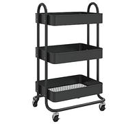 VidaXL Chariot à 3 niveaux Noir 43x34x79 cm Acier