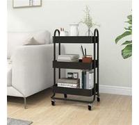 Vidaxl Chariot À 3 Niveaux Noir 43x34x79 Cm Acier Noir