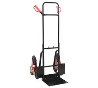 vidaXL Chariot à Main Noir et Rouge 64,5 x 49,5 x 114 cm Acier, Salle d'utilité, Rectangulaire, Style Industriel, Construction Robuste, Extensible, Pliable, Design Compact