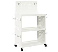 vidaXL Chariot à outils avec roue Blanc 65 x 35 x 111 cm Acier laminé à froid