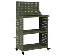 vidaXL Chariot à outils avec étagère avec roue avec stockage Vert olive 65 x 35 x 111 cm
