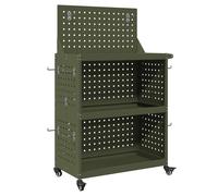 vidaXL Chariot à outils avec étagère avec roue Vert olive 65 x 35 x 111 cm Métal