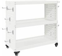 vidaXL Chariot à outils avec roue Blanc 75 x 35 x 73 cm Acier laminé à froid