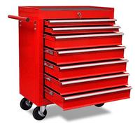vidaXL Chariot à Outils d'atelier avec 7 tiroirs Rouge