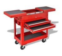 vidaXL Chariot à outils pour atelier avec 2 tiroirs en acier Rouge