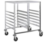 vidaXL Chariot à plateaux 12 bacs GN 75x55x87 cm acier inoxydable, support à plateaux, chariot de boulangerie, support à moules à petits pains