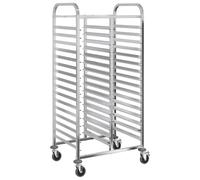 vidaXL Chariot à Plateaux 32 bacs GN 75x55x162,5 cm Acier Inoxydable, Support à Plateaux, Chariot de Boulangerie, Support à moules à Petits Pains