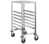 vidaXL Chariot à plateaux 6 bacs GN 39x55x87 cm acier inoxydable, support à plateaux, chariot de boulangerie, support à moules à petits pains