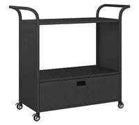 vidaXL Chariot de Bar avec Tiroir Chariot de Rangement Chariot Roulant de Service Jardin Patio Cuisine Extérieur Noir 100x45x97 cm Résine Tressée