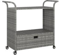 Vidaxl Chariot De Bar Avec Tiroir Gris 100x45x97 Cm Résine Tressée Gris