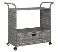 vidaXL Chariot de Bar avec tiroir Gris 100x45x97 cm Résine tressée