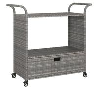 Vidaxl Chariot De Bar Avec Tiroir Gris 100x45x97 Cm Résine Tressée Gris
