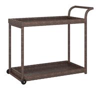 vidaXL Chariot de Bar Chariot de Rangement Chariot Roulant de Service Jardin Patio Cuisine Extérieur Marron 100x45x83 cm Résine Tressée