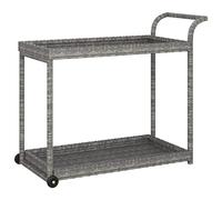 vidaXL Chariot de Bar Chariot de Rangement Chariot Roulant de Service Jardin Patio Cuisine Extérieur Gris 100x45x83 cm Résine Tressée