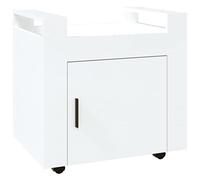 vidaXL Chariot de Bureau Meuble de Rangement Armoire de Rangement à roulettes Cuisine Lieu de Travail Blanc Brillant 60x45x60 cm Bois d'Ingénierie