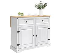 vidaXL Chariot de Cuisine 2 pcs Blanc et Cire de Miel Pin Massif, Chariot de Cuisine spacieux, îlot Rustique, Chariot Mobile, Rangement Pratique pour Maisons Modernes