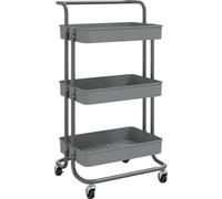 vidaXL Chariot de cuisine 3 étagères Gris 42x35x85 cm Fer et ABS