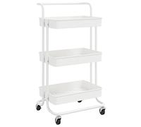 vidaXL Chariot de Cuisine 3 Niveaux Etagère de Cuisine Chariot de Service Desserte à roulettes Chariot de Ménage Blanc 42x35x85 cm Fer et ABS
