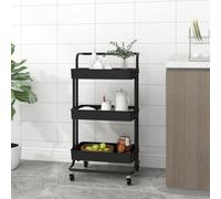 Vidaxl Chariot De Cuisine 3 Niveaux Noir 42x25x83,5 Cm Fer Et Abs Noir