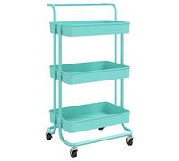 vidaXL Chariot de cuisine 3 niveaux – Desserte à roulettes Turquoise 42x35x85 cm Fer et ABS