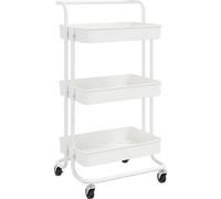 vidaXL Chariot de cuisine 3 plateaux blanc 42x35x85 cm Fer et ABS