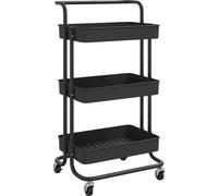 vidaXL Chariot de cuisine 3 plateaux noir 42x35x85 cm Fer et ABS