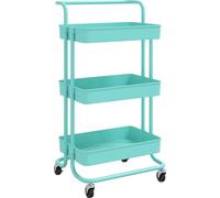 vidaXL Chariot de cuisine 3 plateaux turquoise 42x35x85 cm Fer et ABS