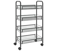 vidaXL Chariot de cuisine 4 plateaux noir 46x26x85 cm fer