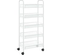 Vidaxl Chariot De Cuisine À 5 Niveaux Blanc 46x26x105 Cm Fer Blanc