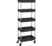 vidaXL Chariot de cuisine 5 plateaux Noir 42x29x128 cm Fer et ABS